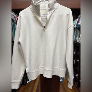 Tek Gear Ivory Cream Scuba Fleece Quarter-Zip Pullover